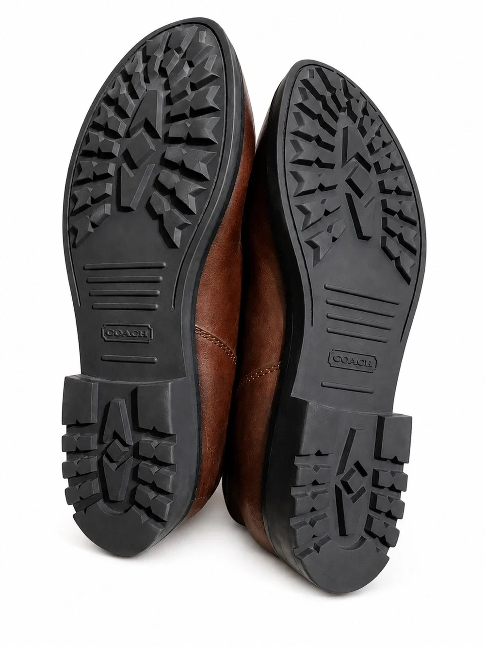 Coach Brown Embossed Leather Lace-Up Mid-Calf Boots